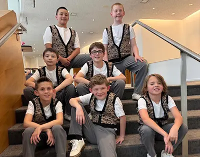Boys dance class performing